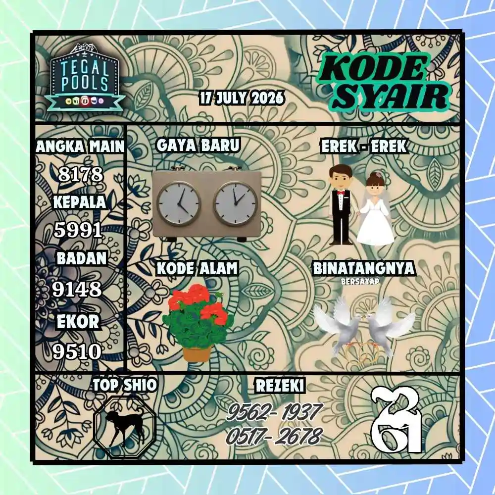 Kode Syair Tegal Pools Juli 2026
